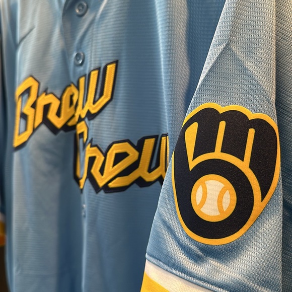 Christian Yelich Milwaukee Brewers Nike 2022 City Connect Replica Jersey - Blue - Picture 4 of 7